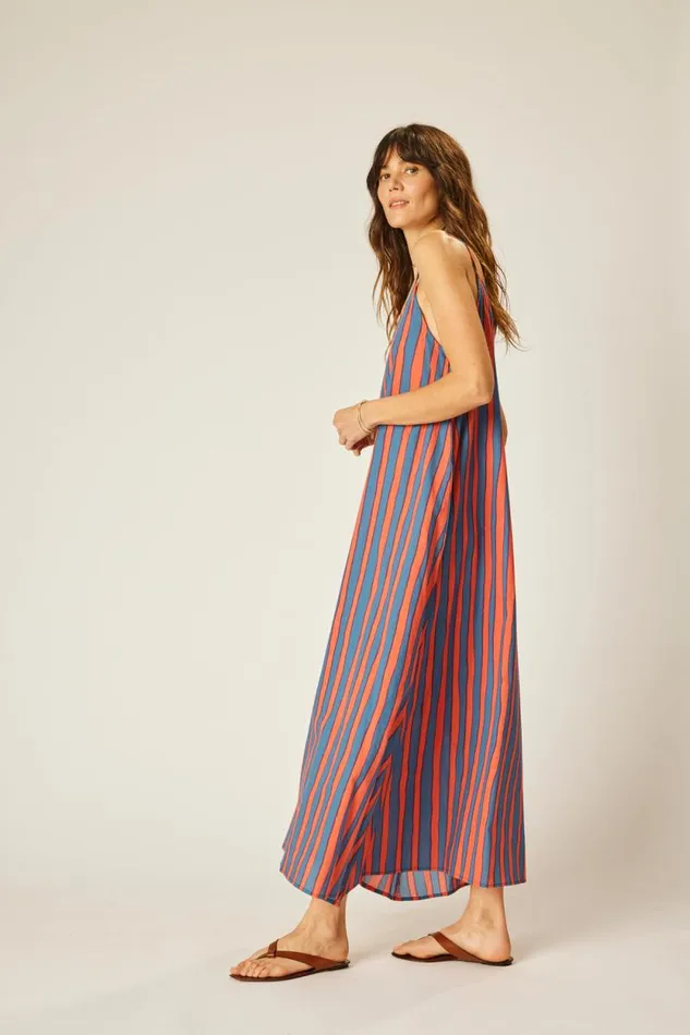 Dresses Shop Natalie Martin HEATHER MAXI Batik Stripe Blood Orange