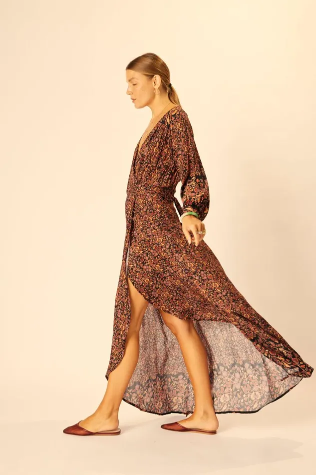 Dresses Shop Natalie Martin KATE LONG SLEEVE MAXI Petite Fleur Noire
