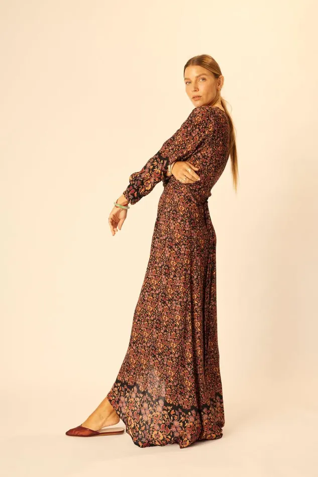 Dresses Shop Natalie Martin KATE LONG SLEEVE MAXI Petite Fleur Noire