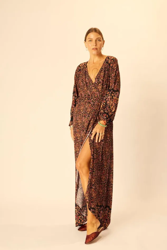 Dresses Shop Natalie Martin KATE LONG SLEEVE MAXI Petite Fleur Noire