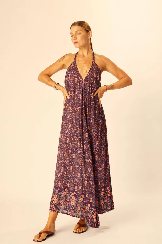 Dresses Shop Natalie Martin LOLA DRESS Petite Fleur Aubergine