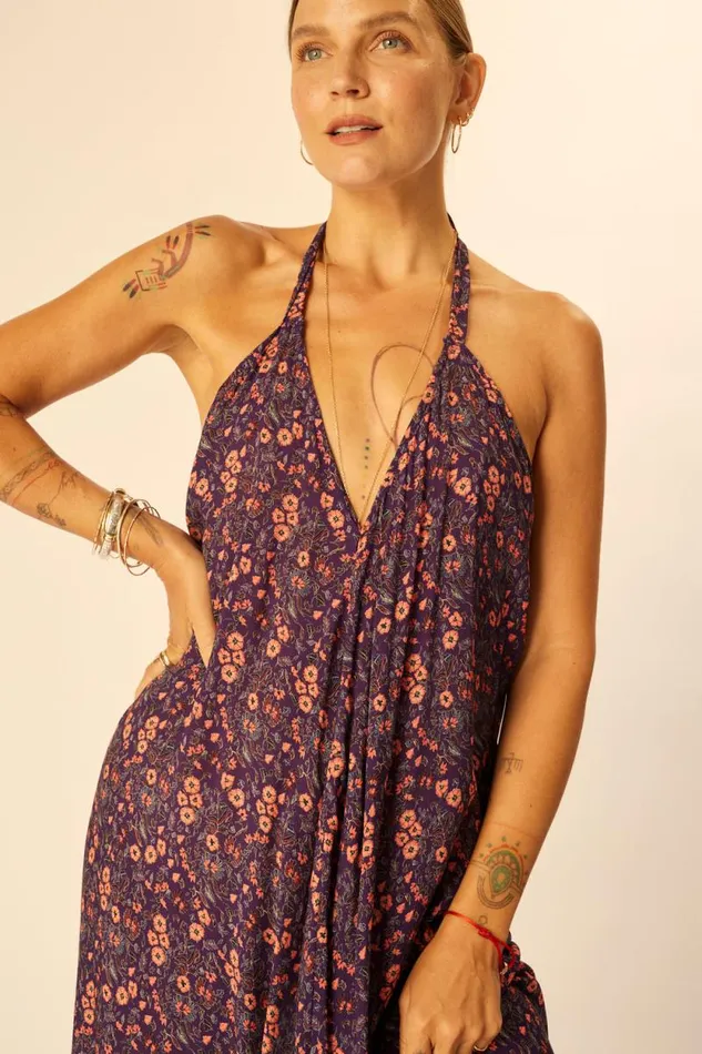 Dresses Shop Natalie Martin LOLA DRESS Petite Fleur Aubergine