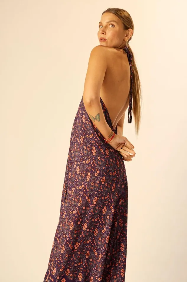 Dresses Shop Natalie Martin LOLA DRESS Petite Fleur Aubergine