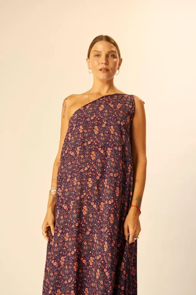Dresses Shop Natalie Martin LOLA DRESS Petite Fleur Aubergine