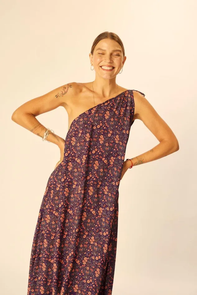 Dresses Shop Natalie Martin LOLA DRESS Petite Fleur Aubergine