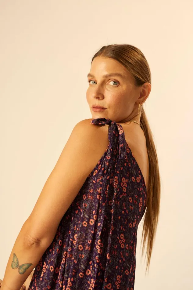 Dresses Shop Natalie Martin LOLA DRESS Petite Fleur Aubergine