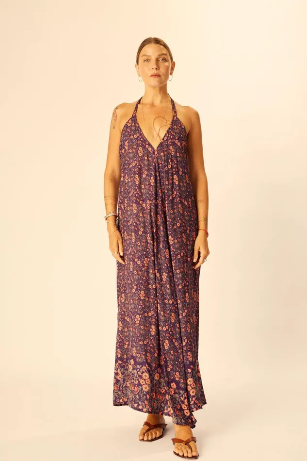 Dresses Shop Natalie Martin LOLA DRESS Petite Fleur Aubergine