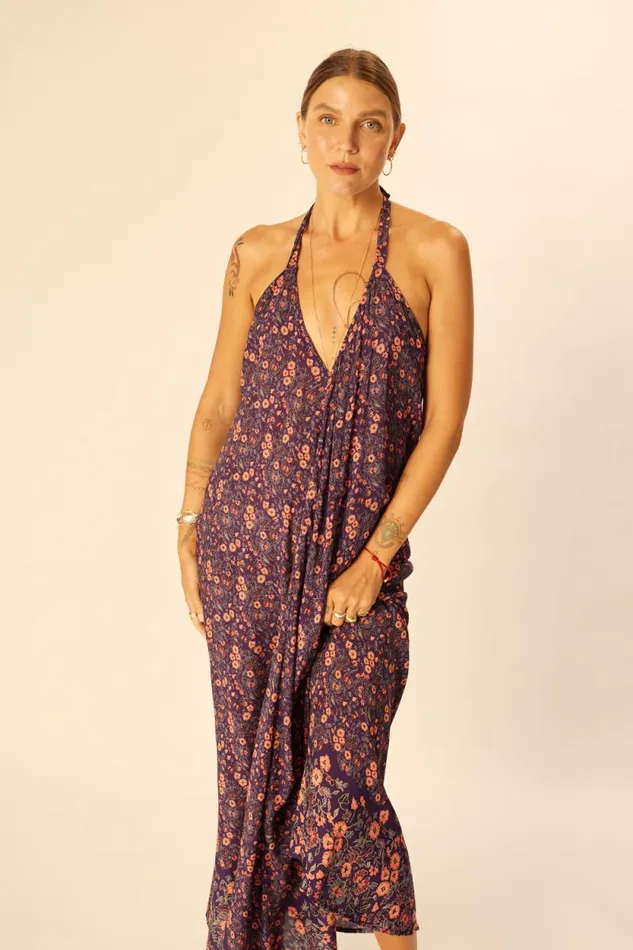 Dresses Shop Natalie Martin LOLA DRESS Petite Fleur Aubergine