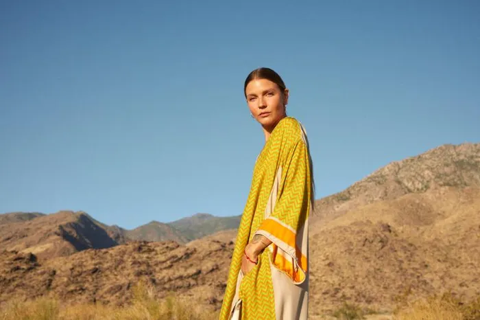 Dresses Shop Natalie Martin MARIN DRESS WITH SASH Block Zigzag Tangerine