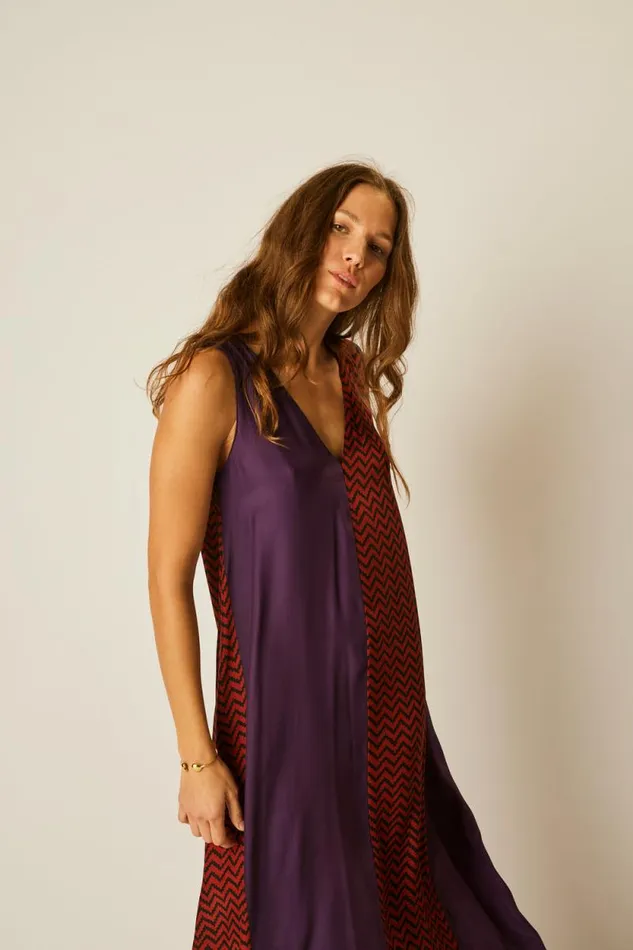 Dresses Shop Natalie Martin TOVA MAXI Block Zigzag Aubergine
