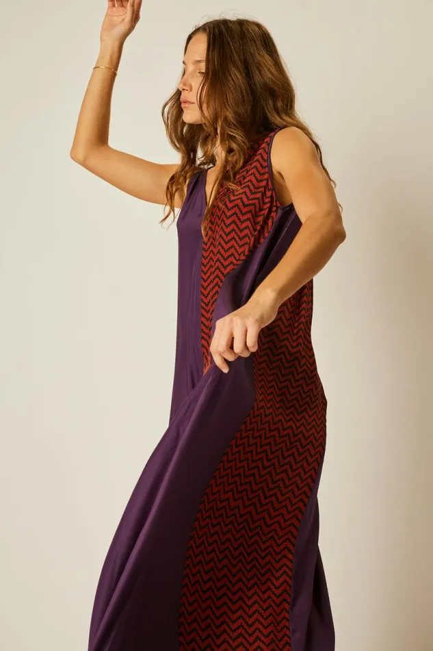Dresses Shop Natalie Martin TOVA MAXI Block Zigzag Aubergine