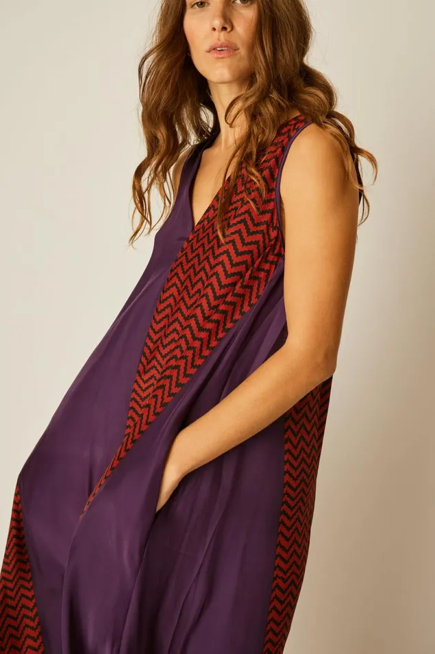 Dresses Shop Natalie Martin TOVA MAXI Block Zigzag Aubergine