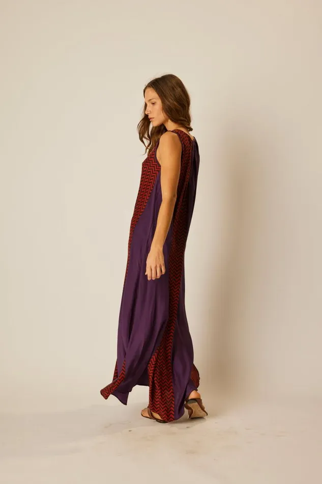 Dresses Shop Natalie Martin TOVA MAXI Block Zigzag Aubergine
