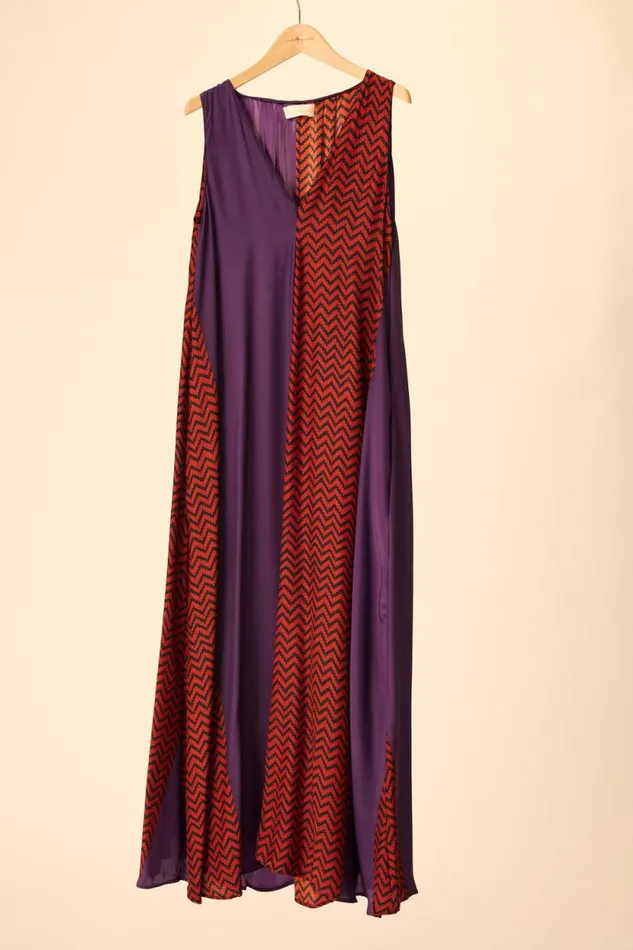 Dresses Shop Natalie Martin TOVA MAXI Block Zigzag Aubergine