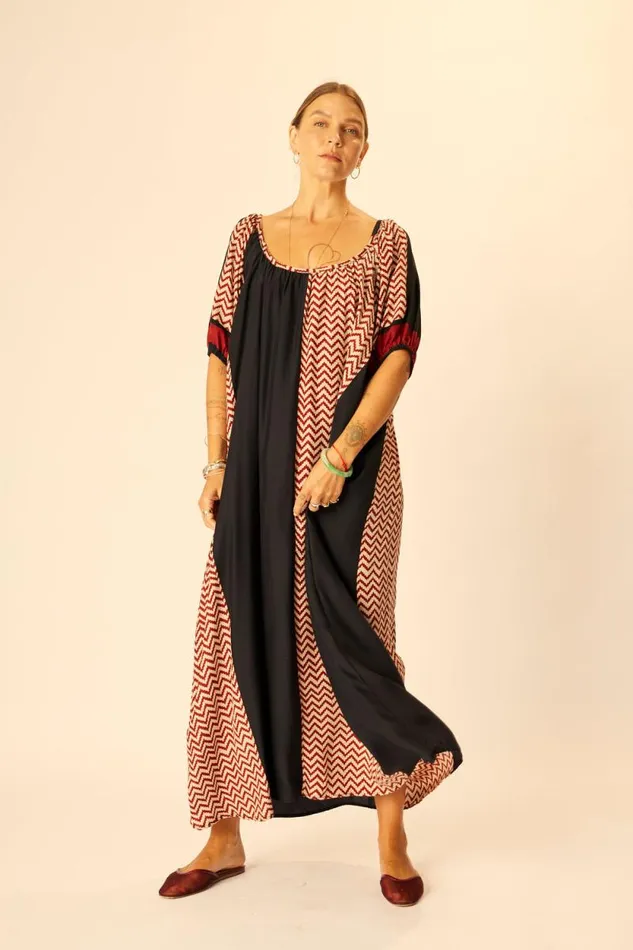 Dresses Shop Natalie Martin VIVI DRESS Block Zigzag Noire