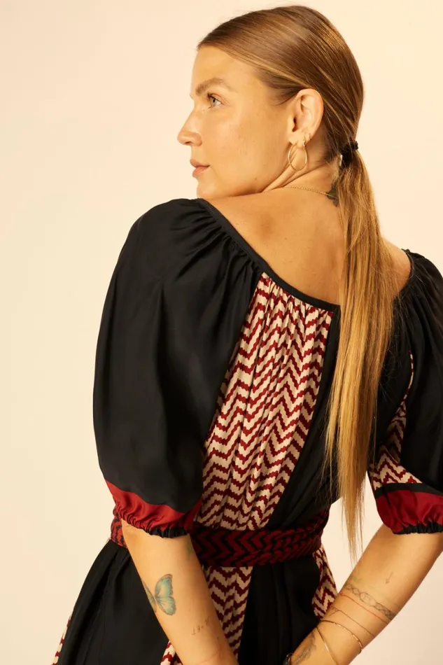 Dresses Shop Natalie Martin VIVI DRESS Block Zigzag Noire