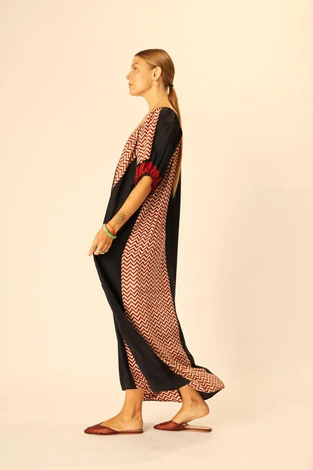 Dresses Shop Natalie Martin VIVI DRESS Block Zigzag Noire