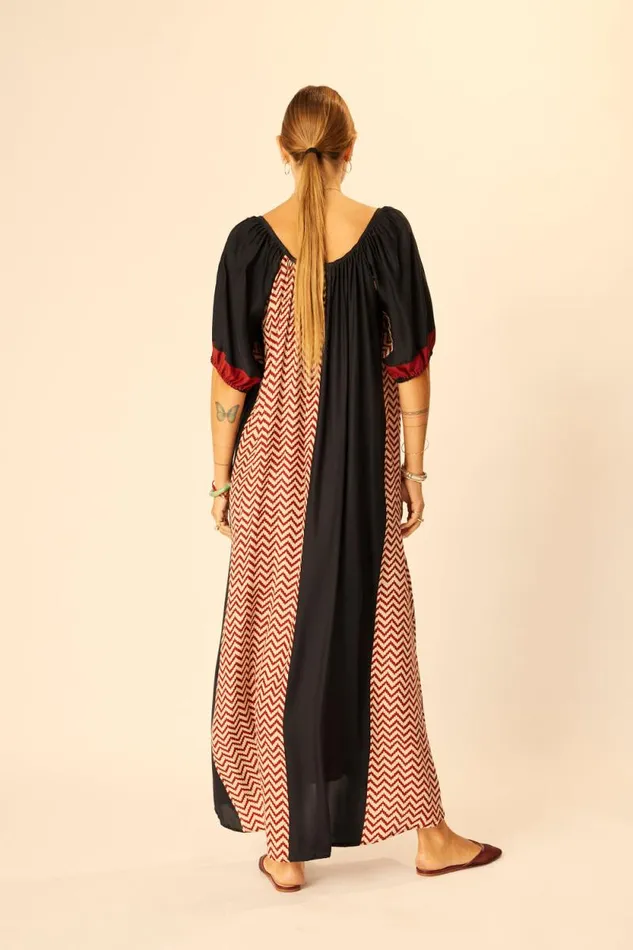 Dresses Shop Natalie Martin VIVI DRESS Block Zigzag Noire