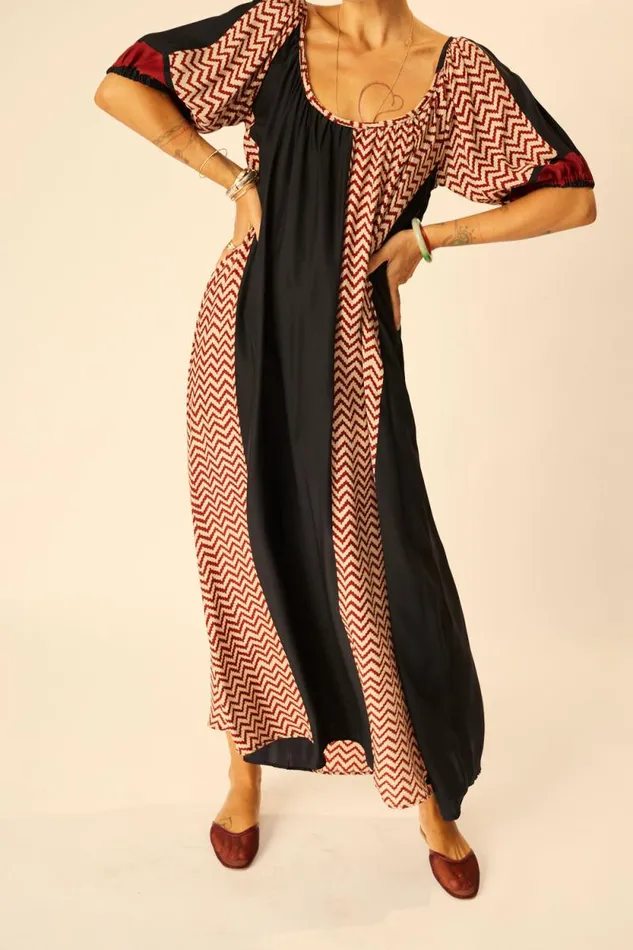 Dresses Shop Natalie Martin VIVI DRESS Block Zigzag Noire