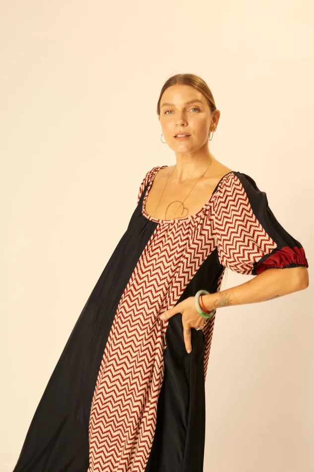 Dresses Shop Natalie Martin VIVI DRESS Block Zigzag Noire
