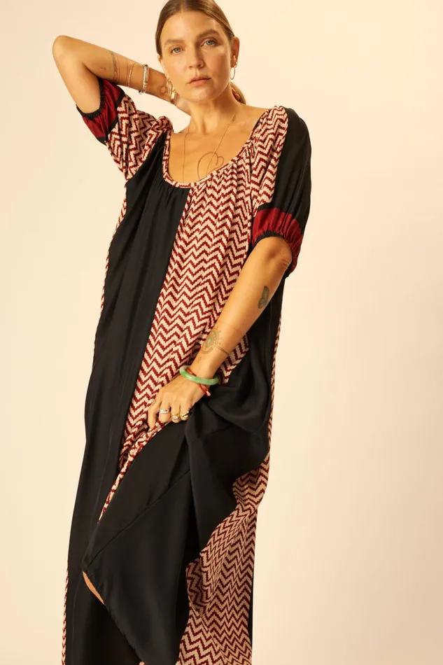 Dresses Shop Natalie Martin VIVI DRESS Block Zigzag Noire