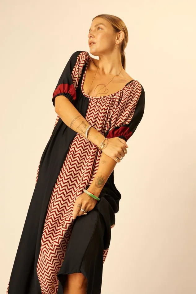 Dresses Shop Natalie Martin VIVI DRESS Block Zigzag Noire