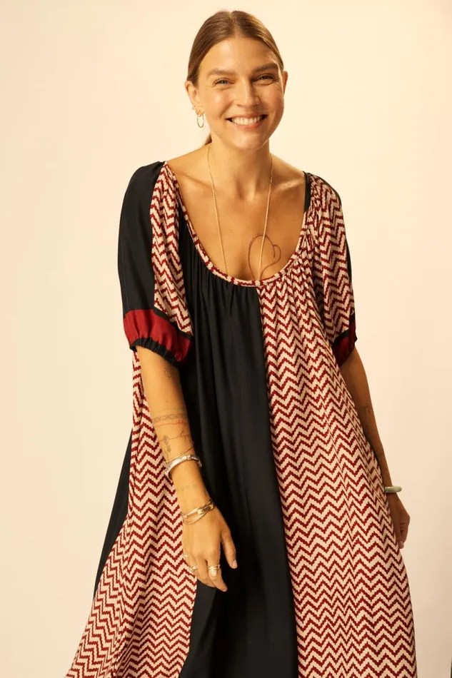 Dresses Shop Natalie Martin VIVI DRESS Block Zigzag Noire