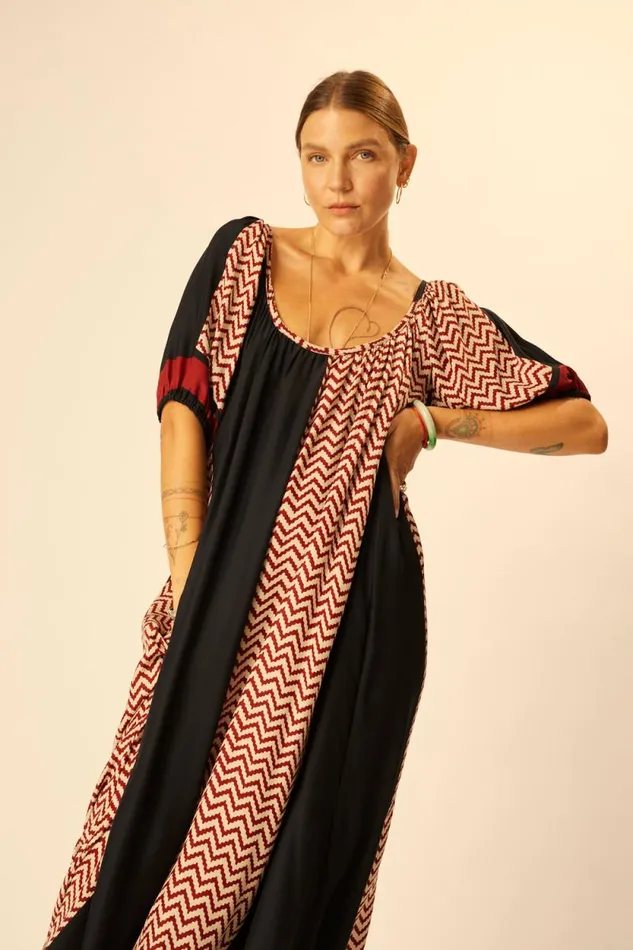 Dresses Shop Natalie Martin VIVI DRESS Block Zigzag Noire