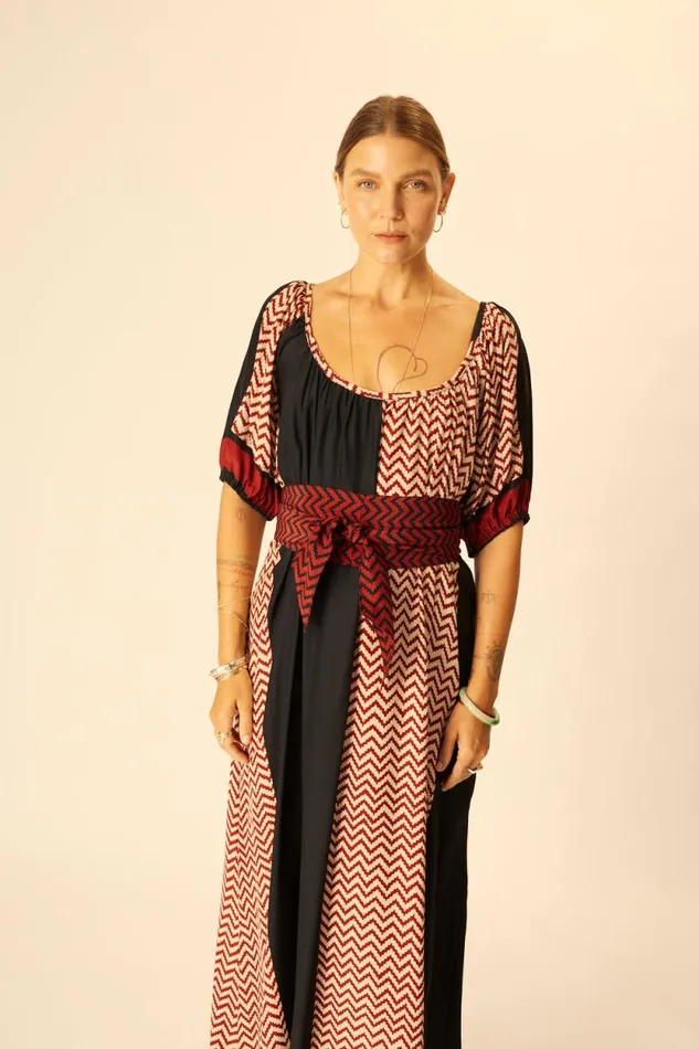 Dresses Shop Natalie Martin VIVI DRESS Block Zigzag Noire