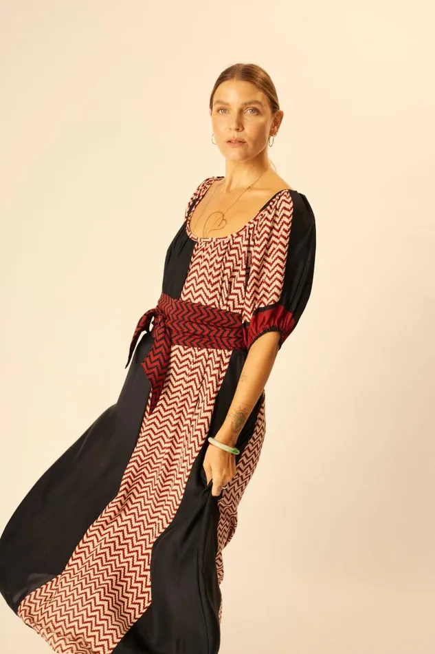 Dresses Shop Natalie Martin VIVI DRESS Block Zigzag Noire