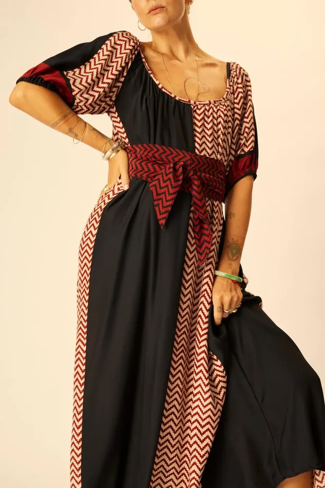 Dresses Shop Natalie Martin VIVI DRESS Block Zigzag Noire