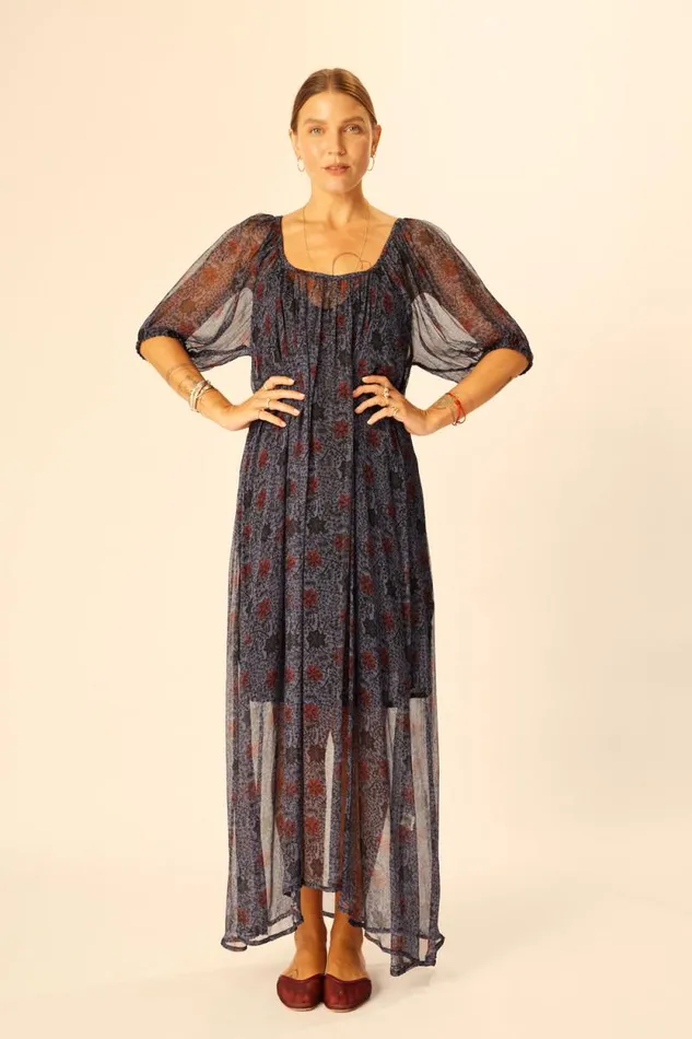 Dresses Shop Natalie Martin VIVI DRESS Snowflake Steel Blue