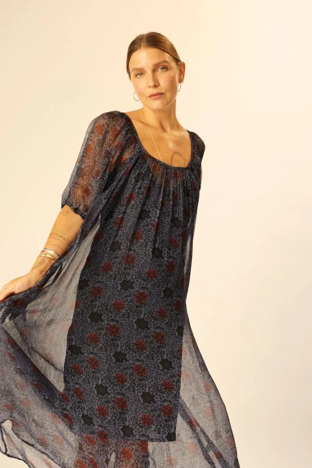 Dresses Shop Natalie Martin VIVI DRESS Snowflake Steel Blue