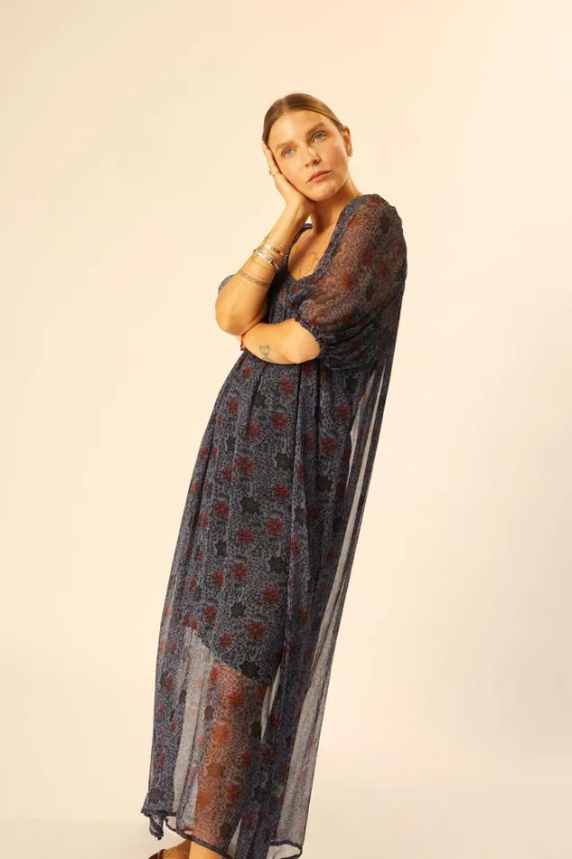 Dresses Shop Natalie Martin VIVI DRESS Snowflake Steel Blue