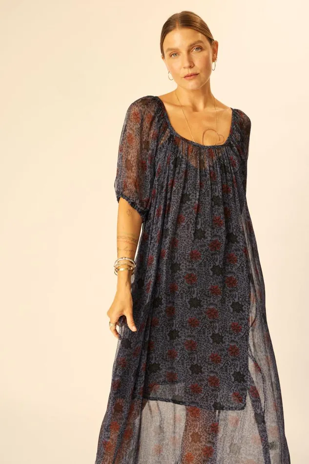 Dresses Shop Natalie Martin VIVI DRESS Snowflake Steel Blue