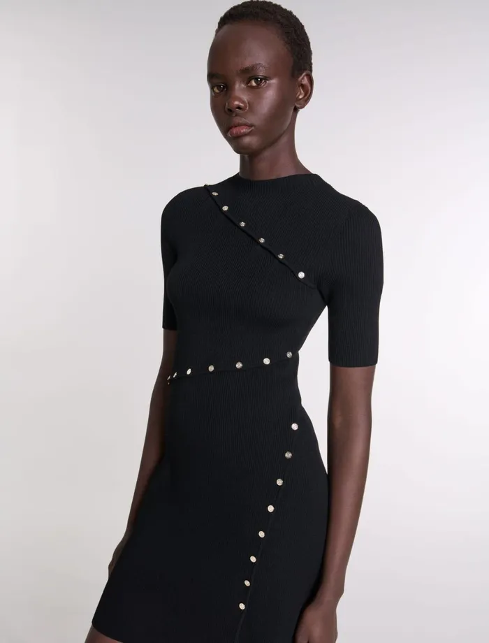 Dresses Women Maje Dress In Ribbed Knit Black