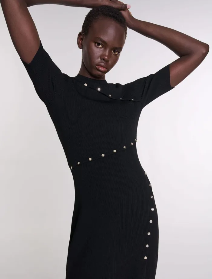 Dresses Women Maje Dress In Ribbed Knit Black