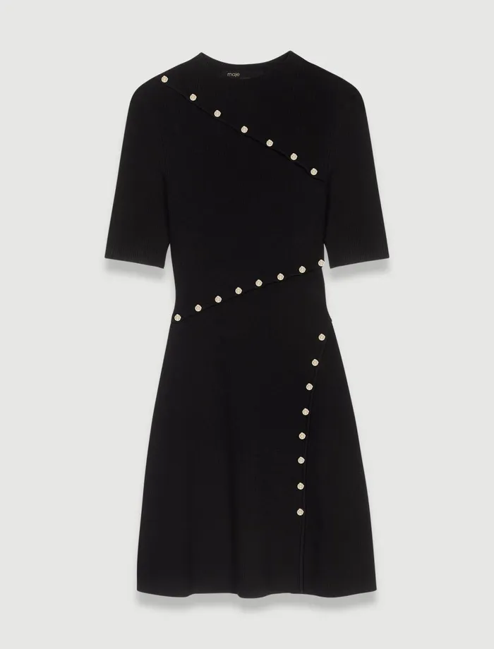 Dresses Women Maje Dress In Ribbed Knit Black