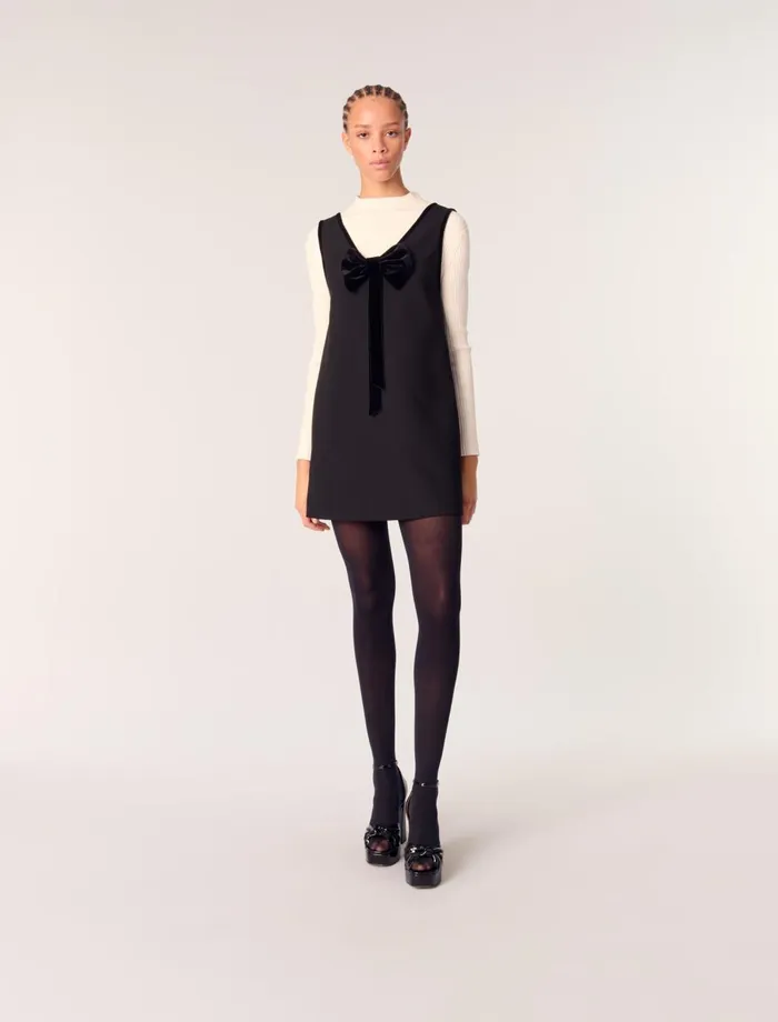 Dresses Women Maje Pinafore Dress With Velvet Collar Black