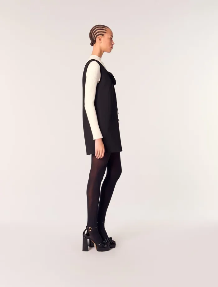 Dresses Women Maje Pinafore Dress With Velvet Collar Black