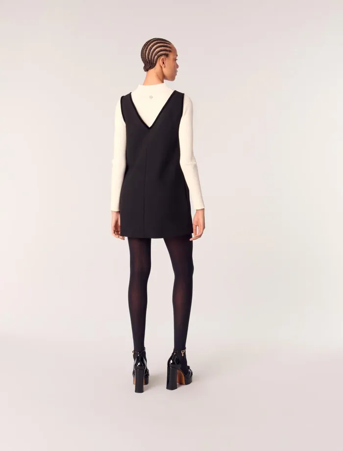 Dresses Women Maje Pinafore Dress With Velvet Collar Black