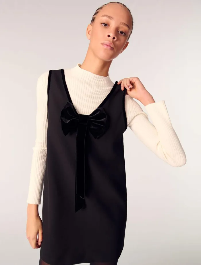Dresses Women Maje Pinafore Dress With Velvet Collar Black