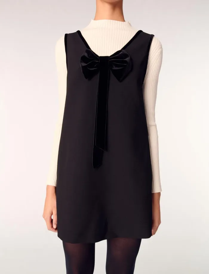 Dresses Women Maje Pinafore Dress With Velvet Collar Black
