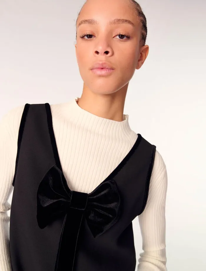 Dresses Women Maje Pinafore Dress With Velvet Collar Black