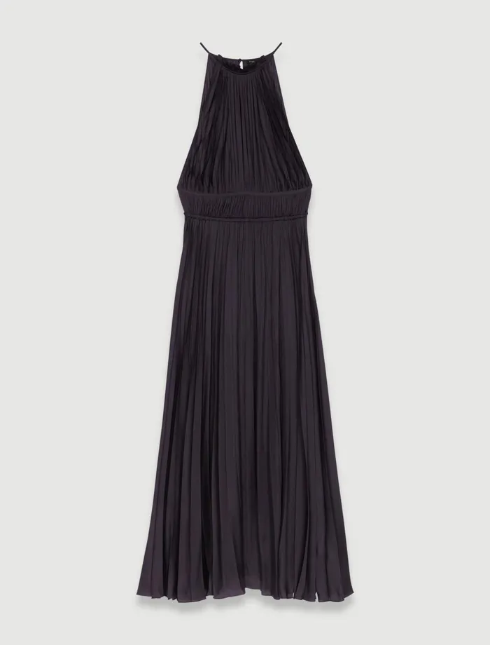 Dresses Women Maje Pleated Satin Maxi Dress Black