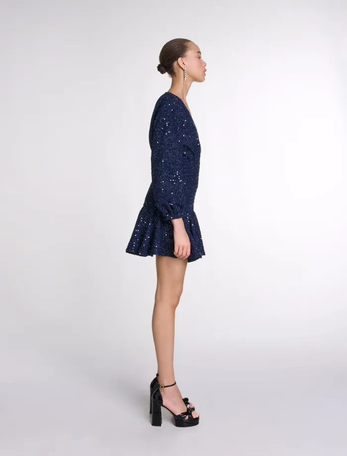 Dresses Women Maje Short Sequin Dress Navy