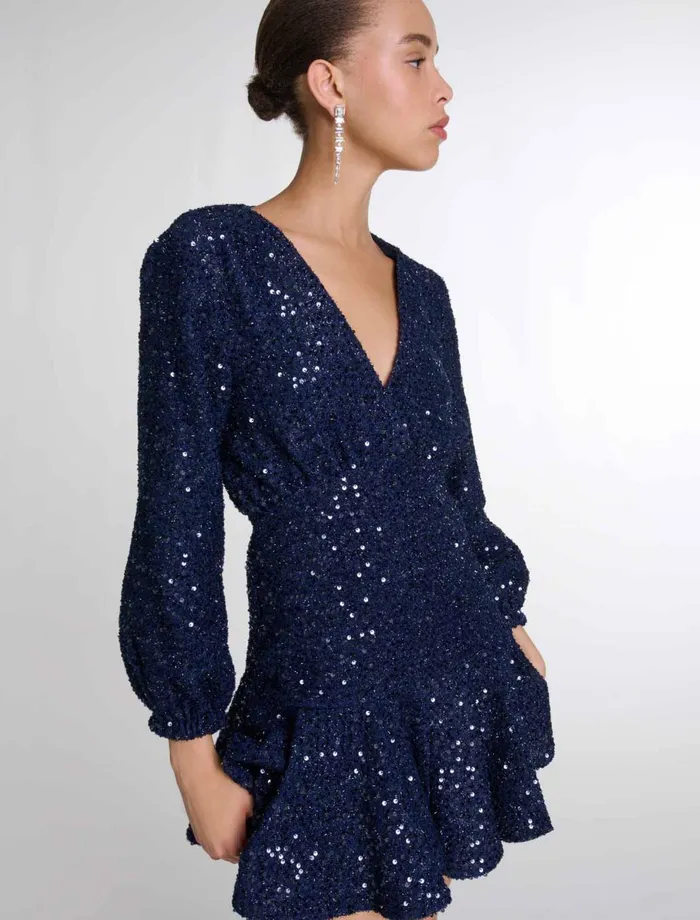 Dresses Women Maje Short Sequin Dress Navy