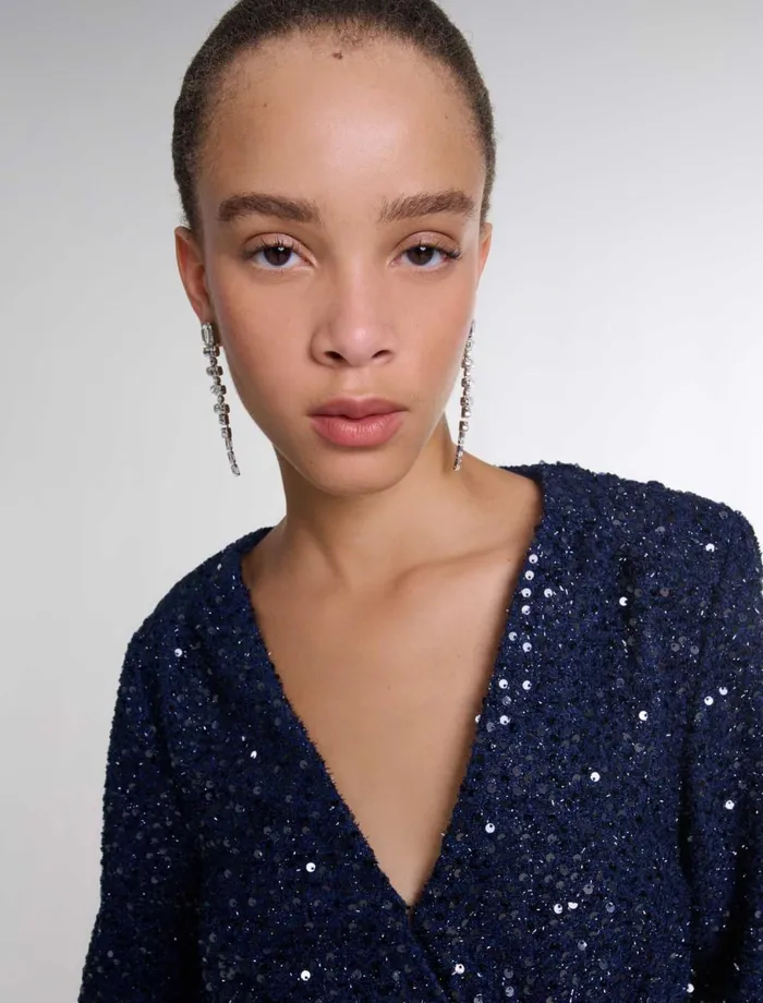 Dresses Women Maje Short Sequin Dress Navy