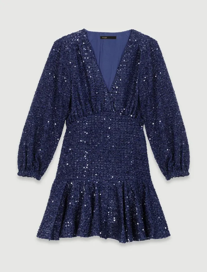 Dresses Women Maje Short Sequin Dress Navy