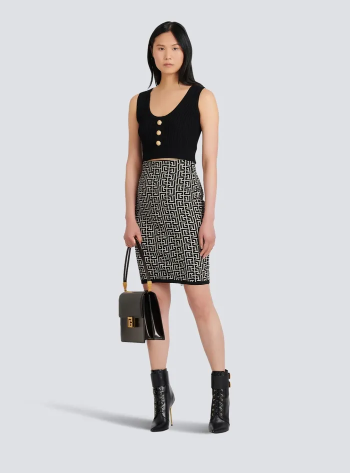 Ecodesigned Knit Crop Top Black Women Balmain Tops And Shirts